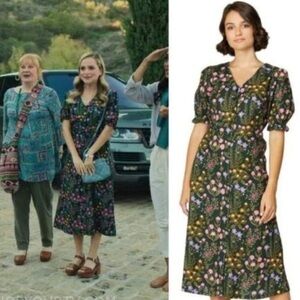 PRINCESS HIGHWAY AGNES GREEN FLORAL BUTTON DOWN MIDI DRESS SIZE 10